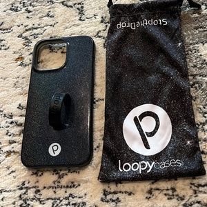 Glitter gray 13 pro iPhone Loopy case